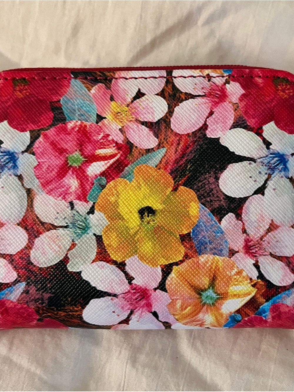 Vibrant Floral Zip Wallet - Multicolor